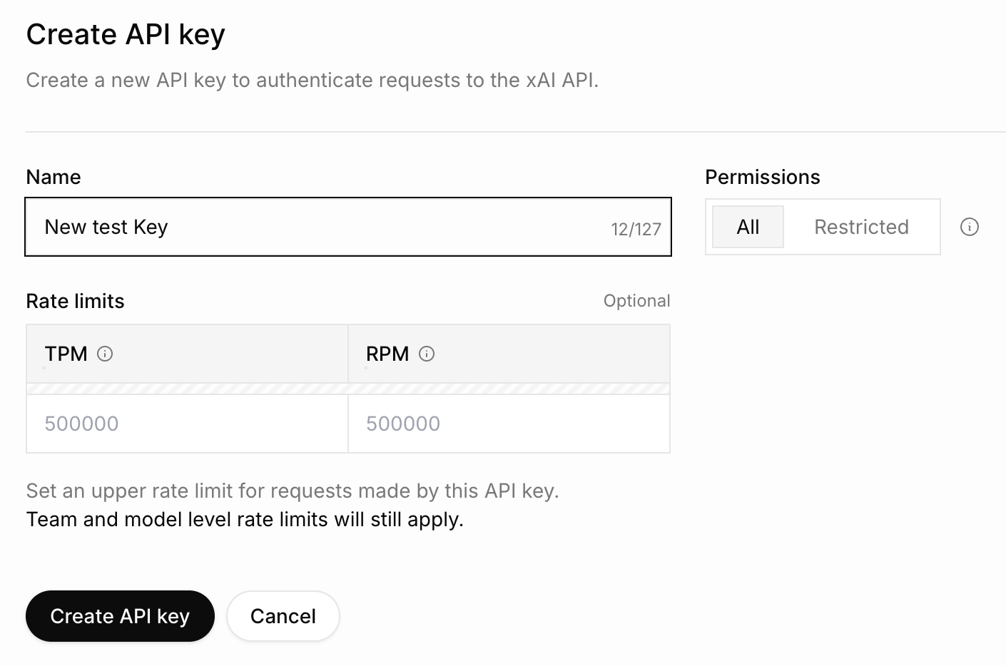 Create API Key Form