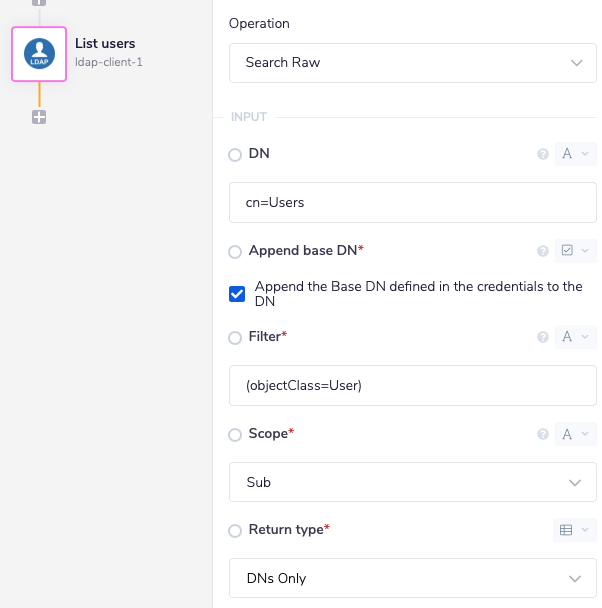 List users - Raw query