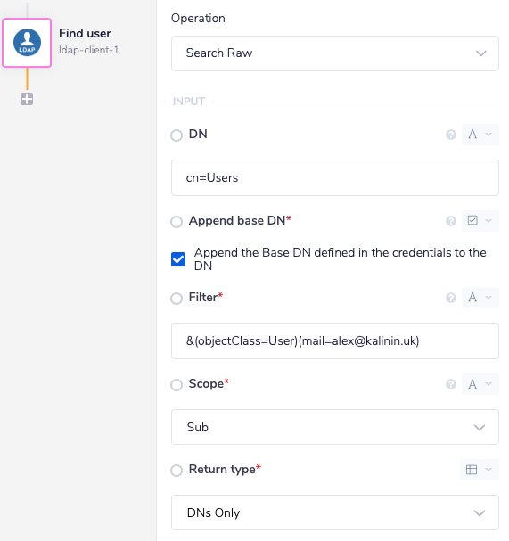Search Raw - Get user by email