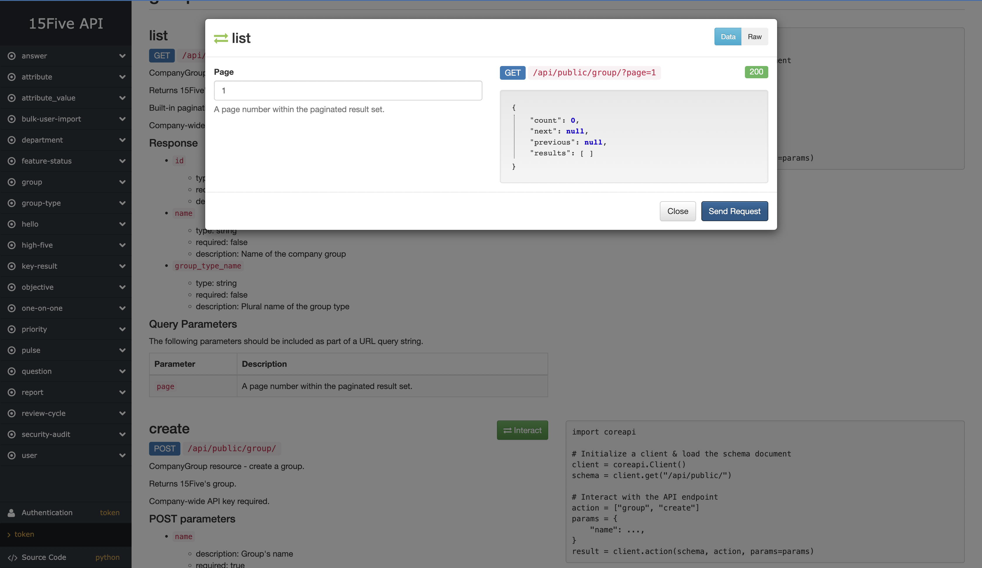 15Five rawHttp API request