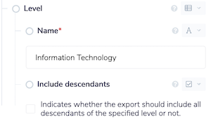 Specifying a level to export