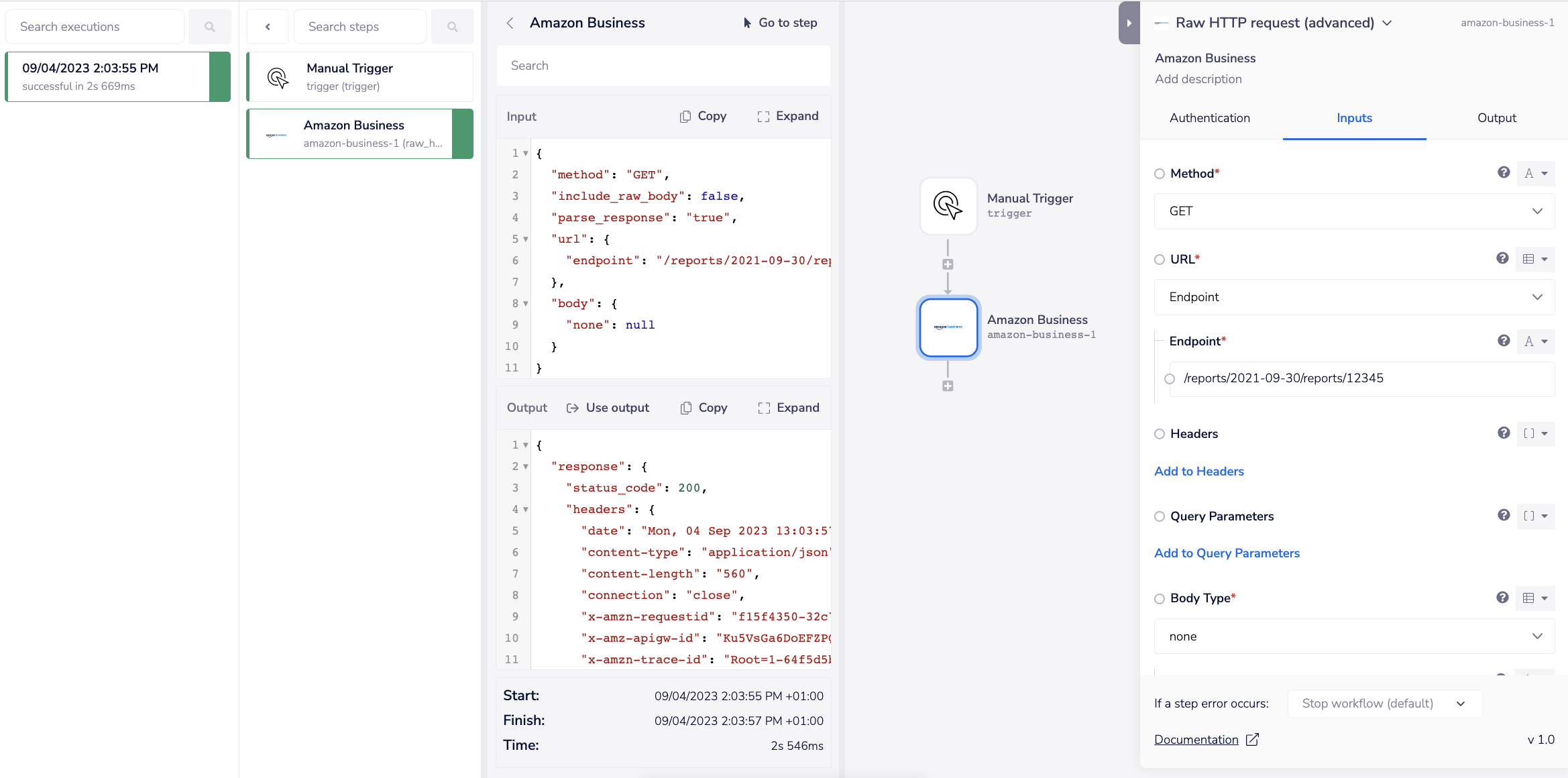 Amazon Business - raw HTTP output