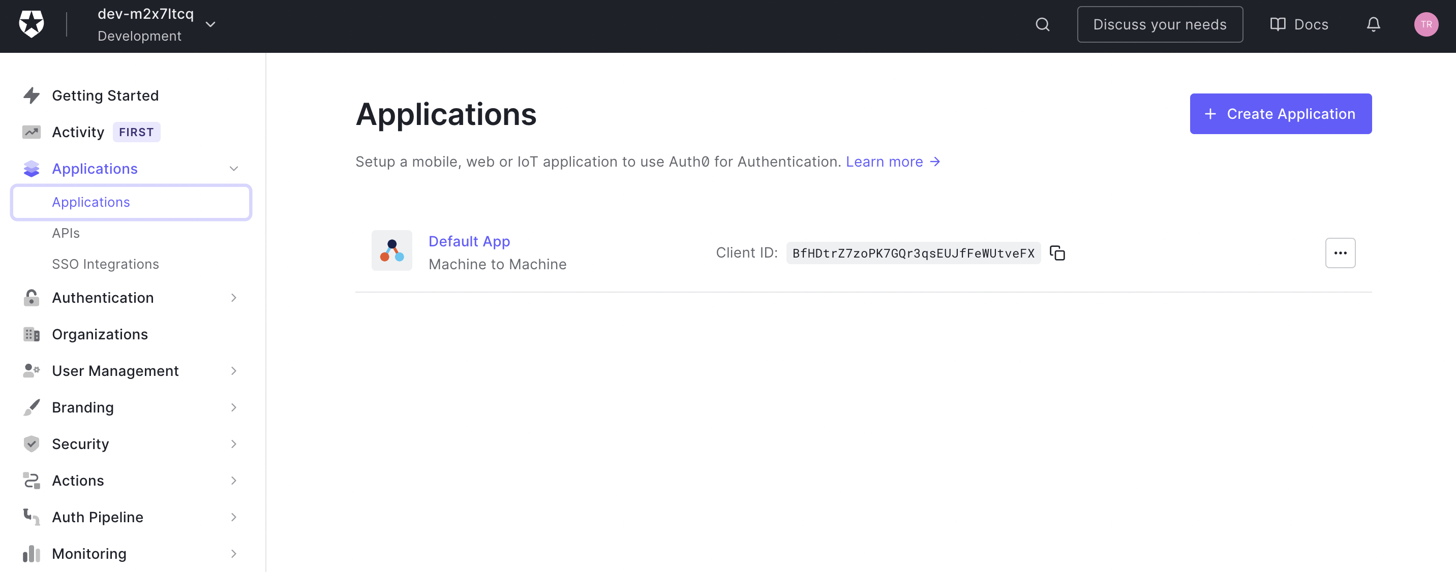 seleting an application