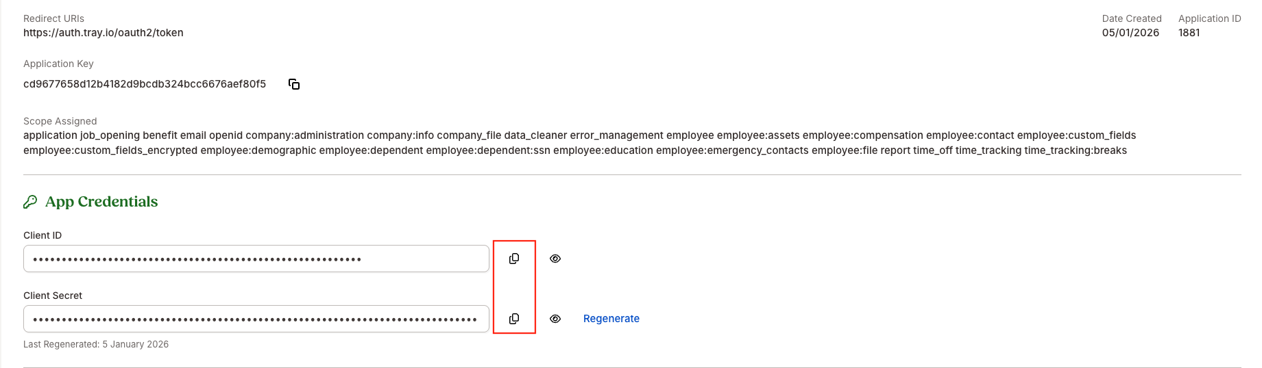 Bamboohr copy client secret id