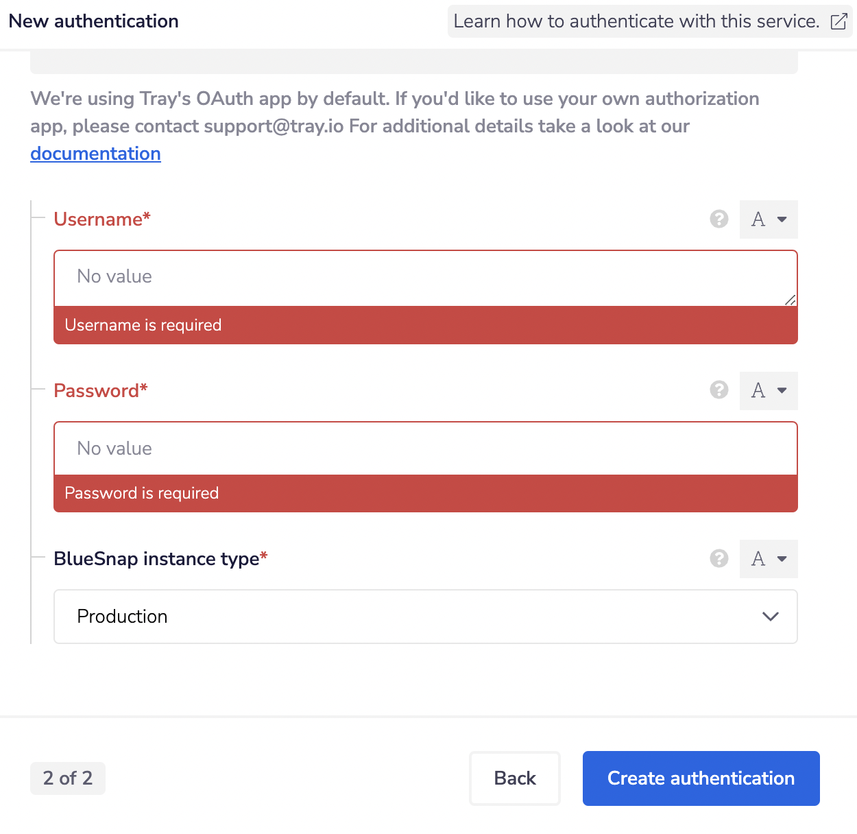 bluesnap auth step 2