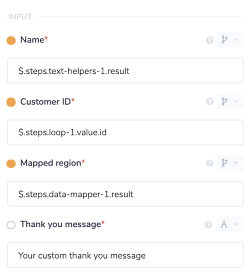 Chat trayning send thank you input