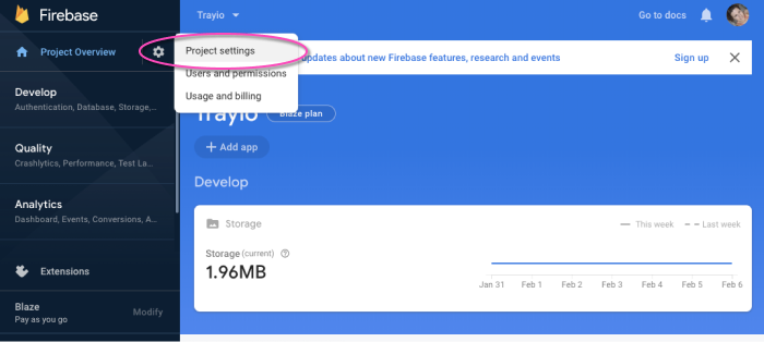 firebase-console-settings