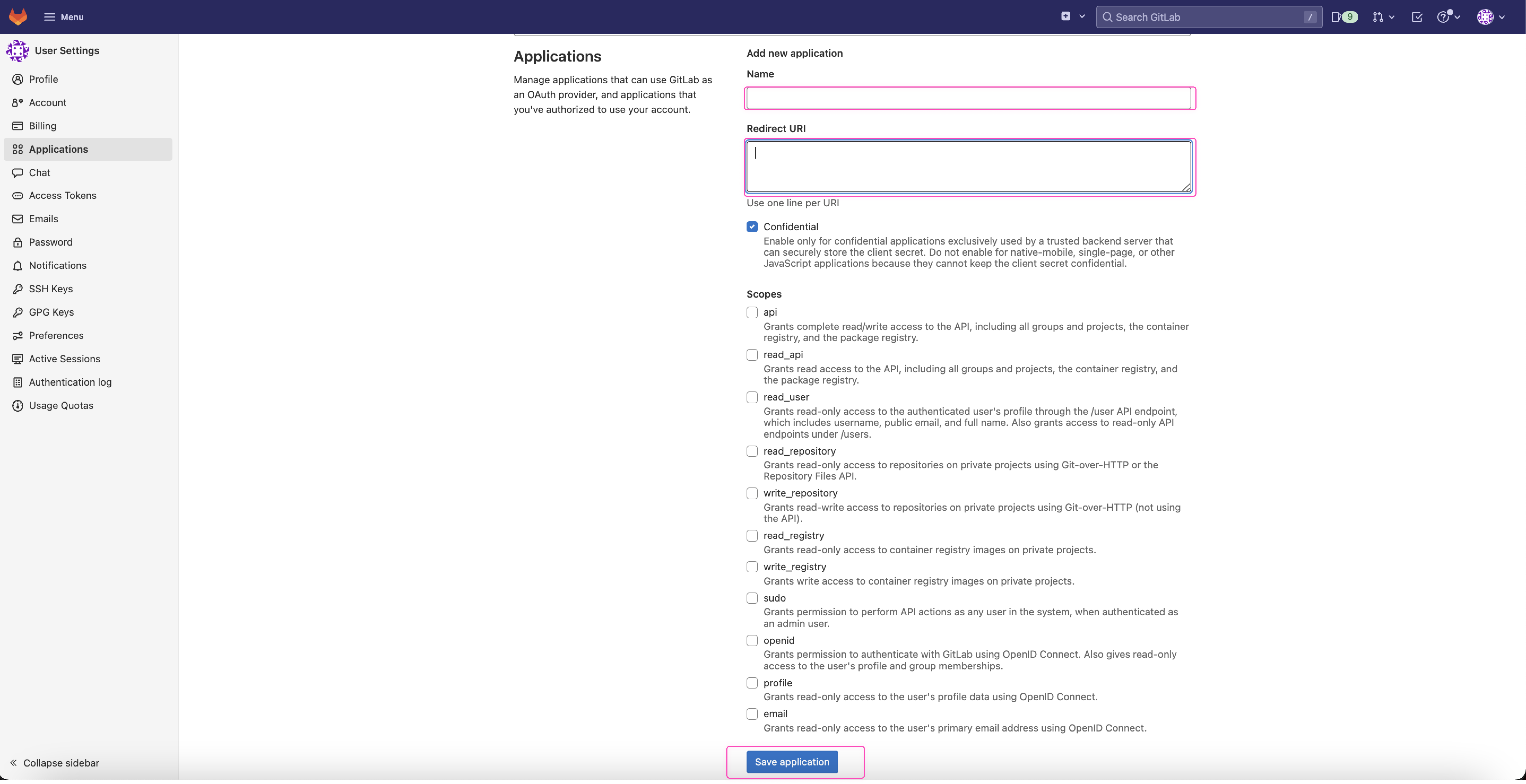 GitLab authentication app