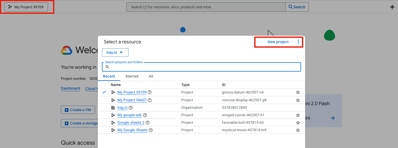 create new project google ads