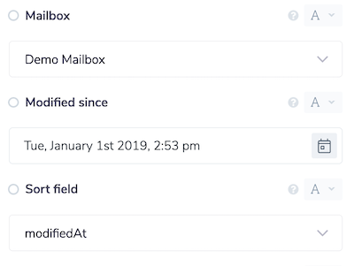 Filter and sort fields