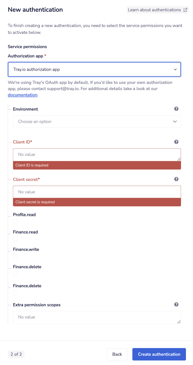 Lexoffice auth inputs
