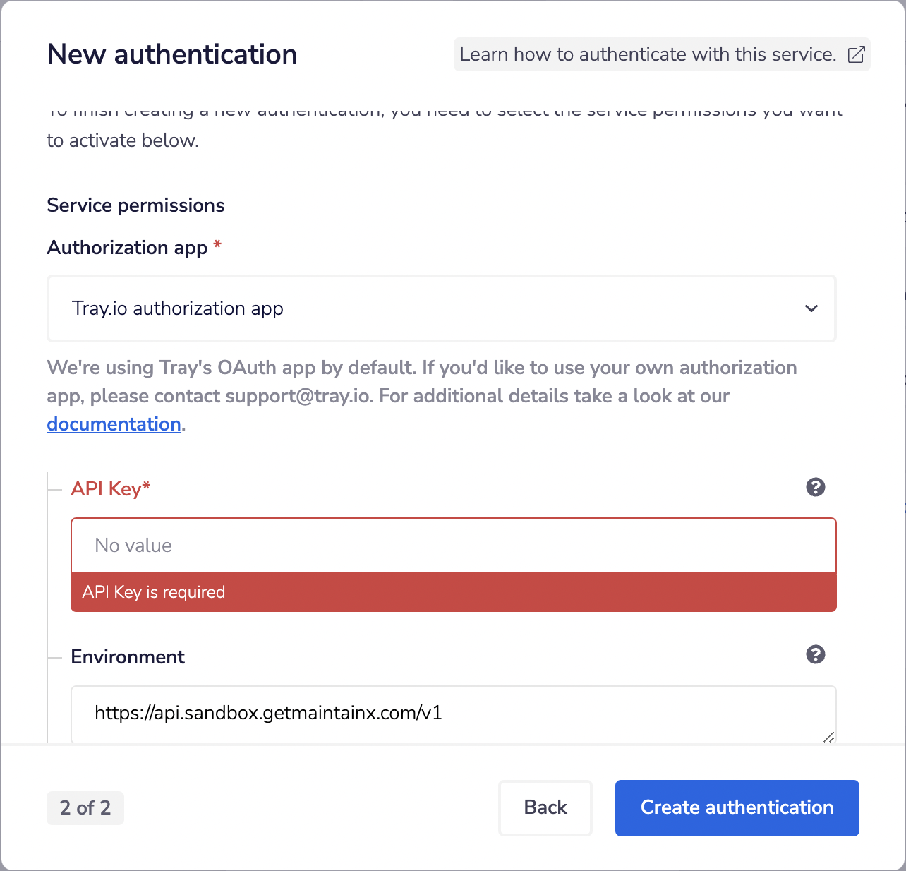 Authentication Fields.