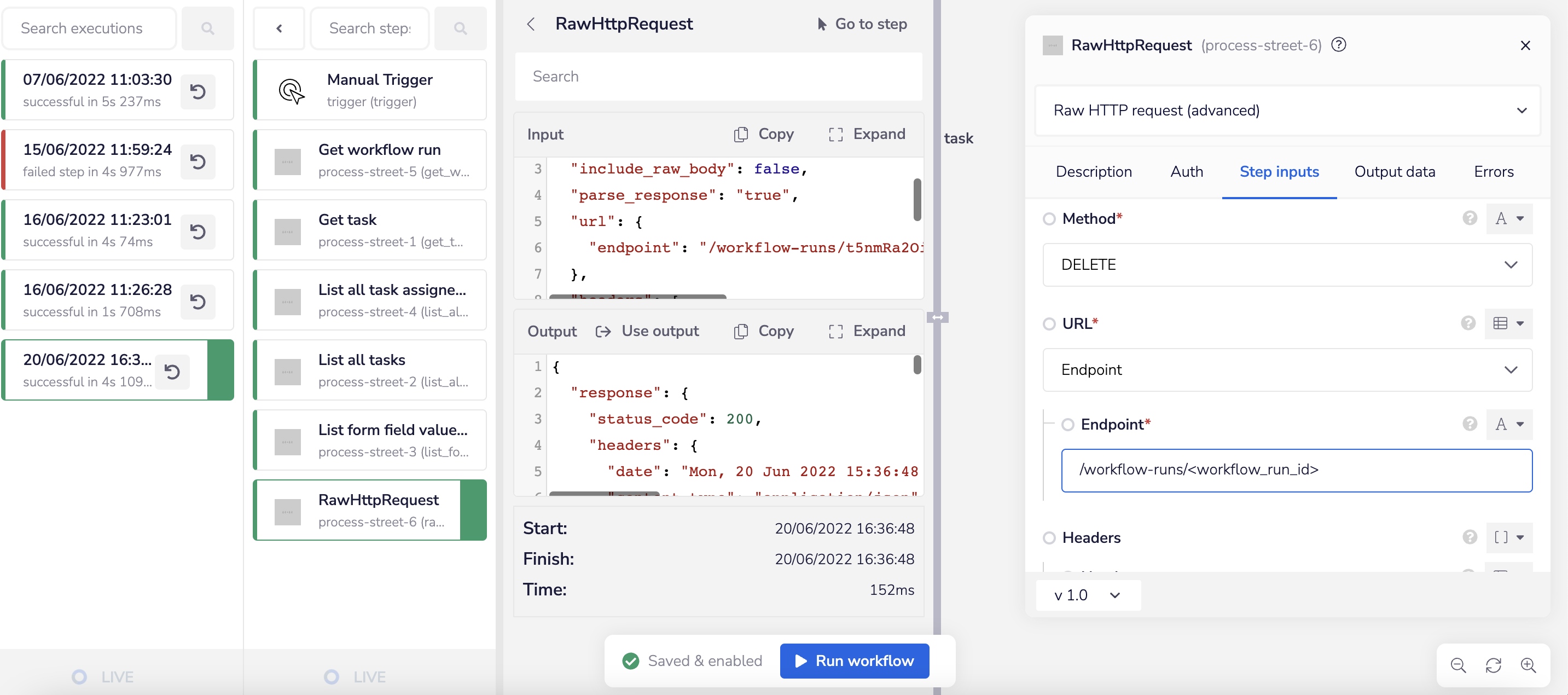 Process street raw http request response.