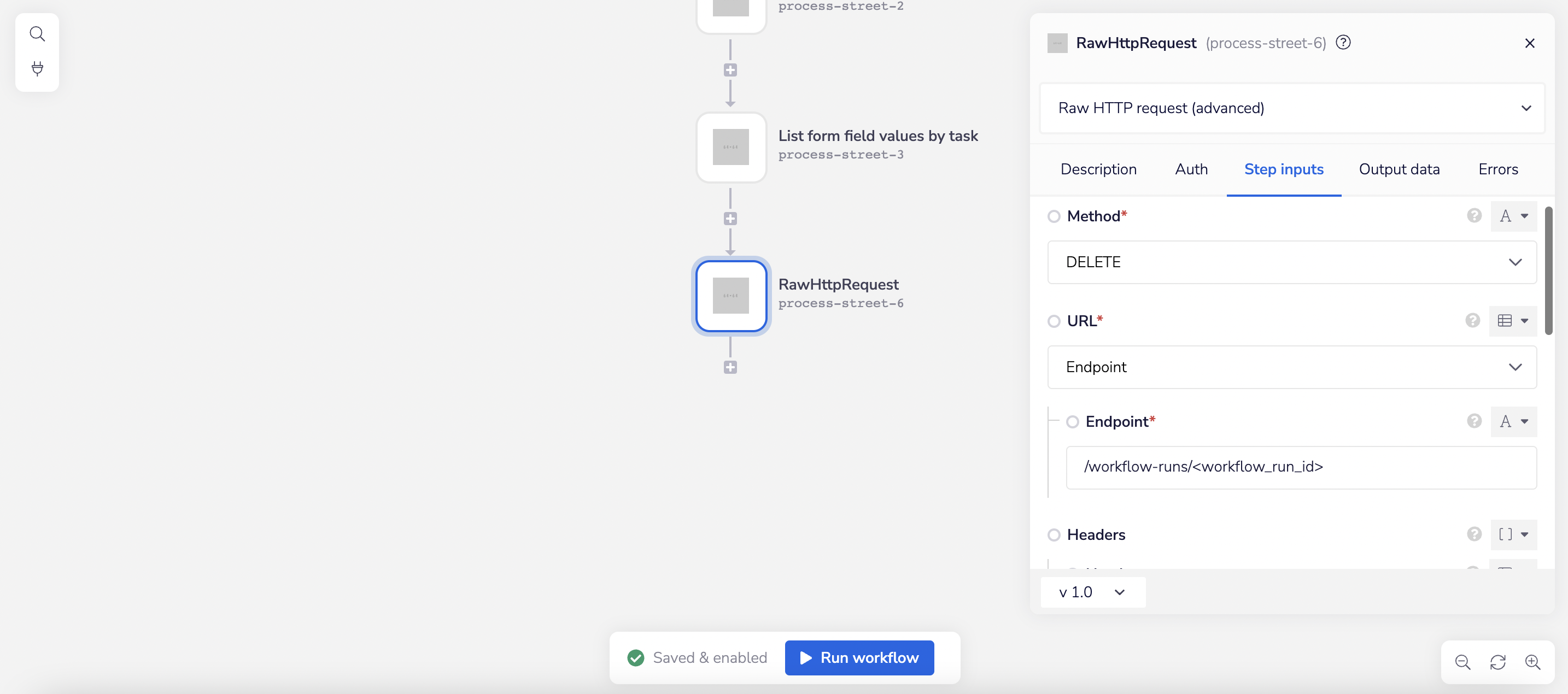Process street raw http sample request on the workflow