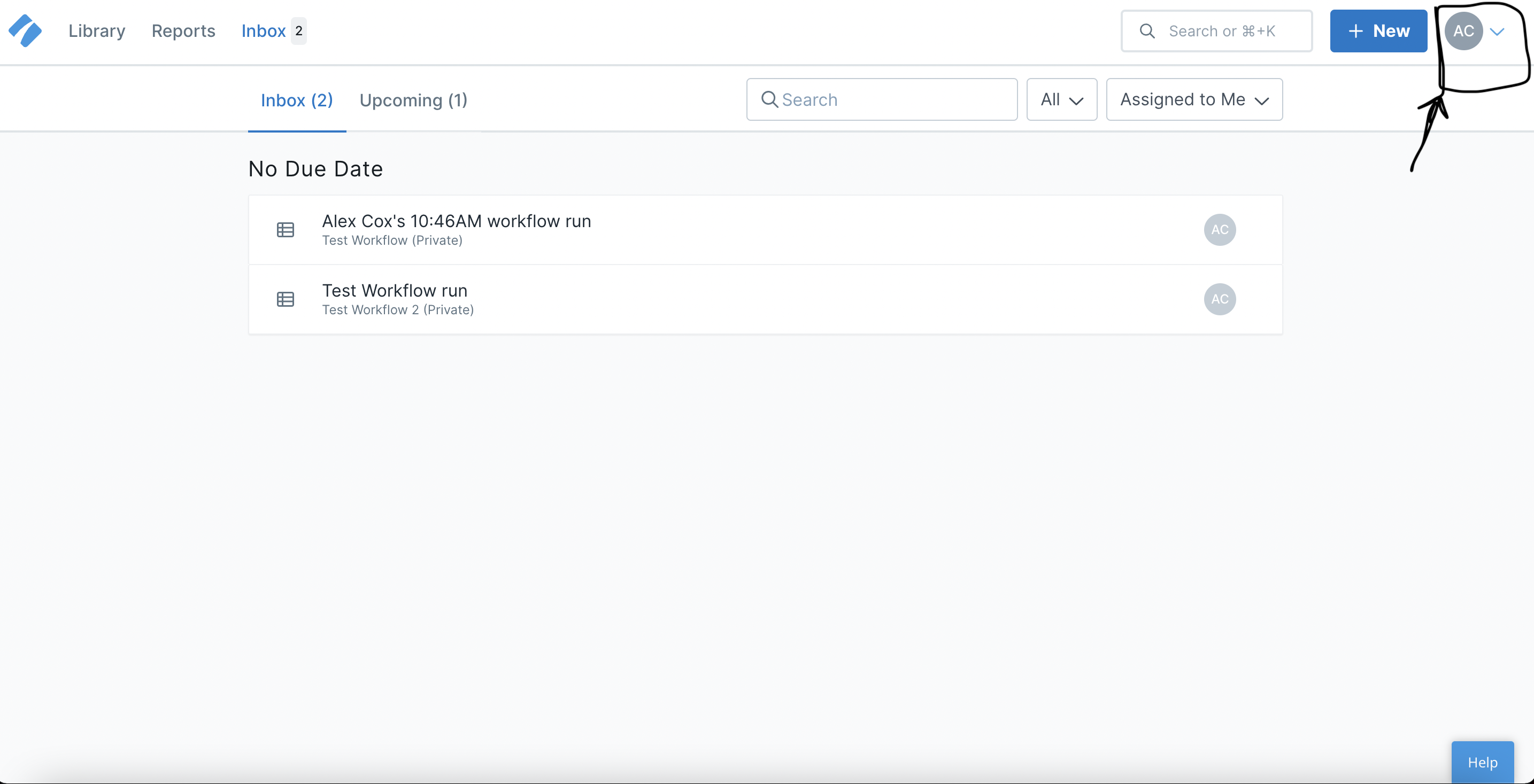 Process street inbox page.