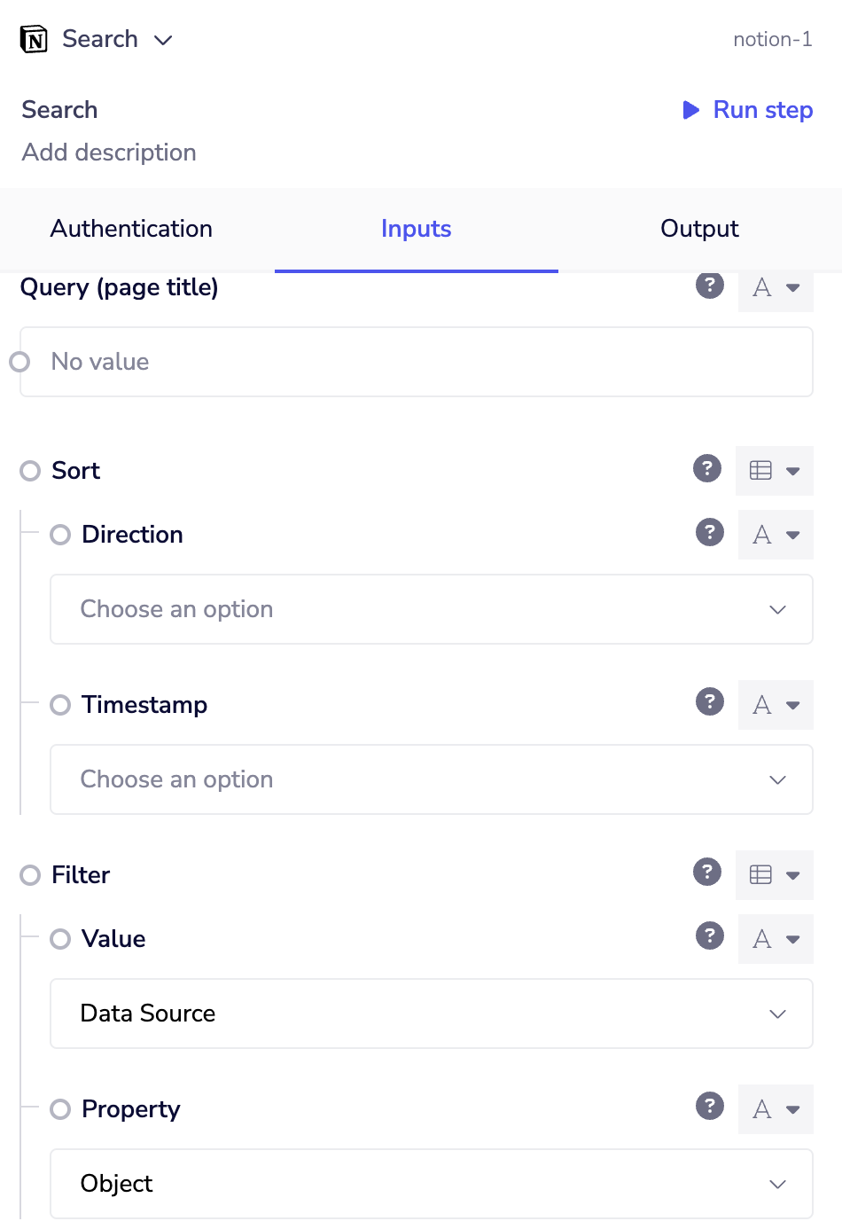 Search configuration