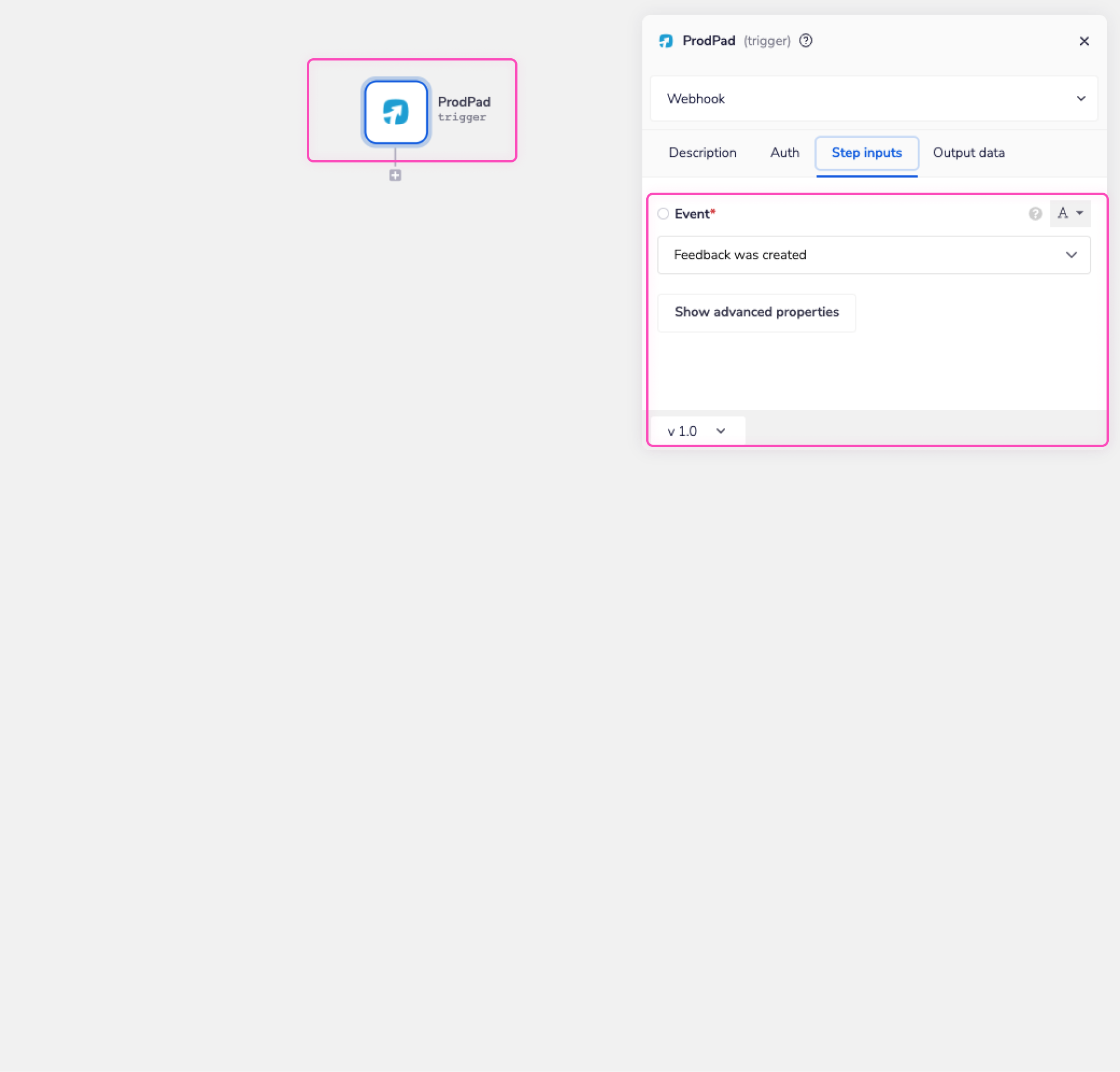 WEBHOOK TRIGGER STEP 1
