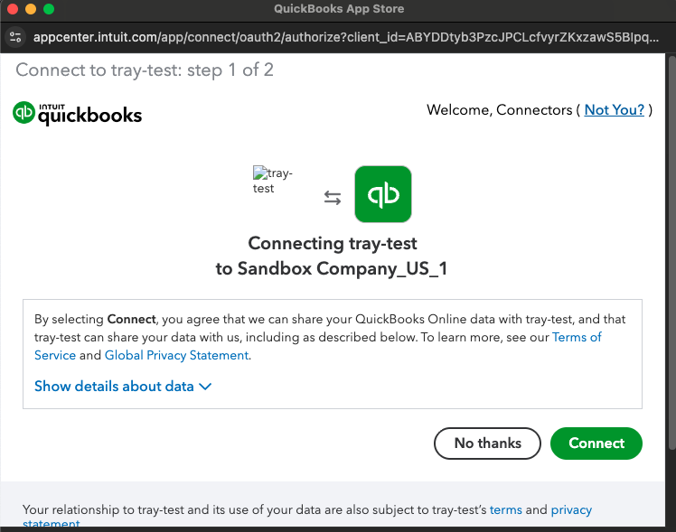 Quickbooks connect prompt