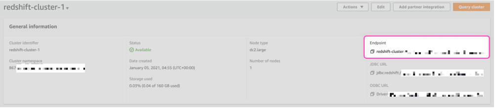 redshift-cluster-aws-endpoint