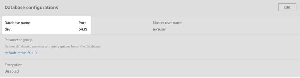 redshift-aws-db-port
