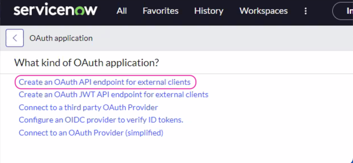 Servicenow OAUTH app type