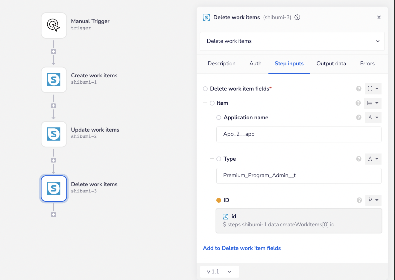 Delete work items operation