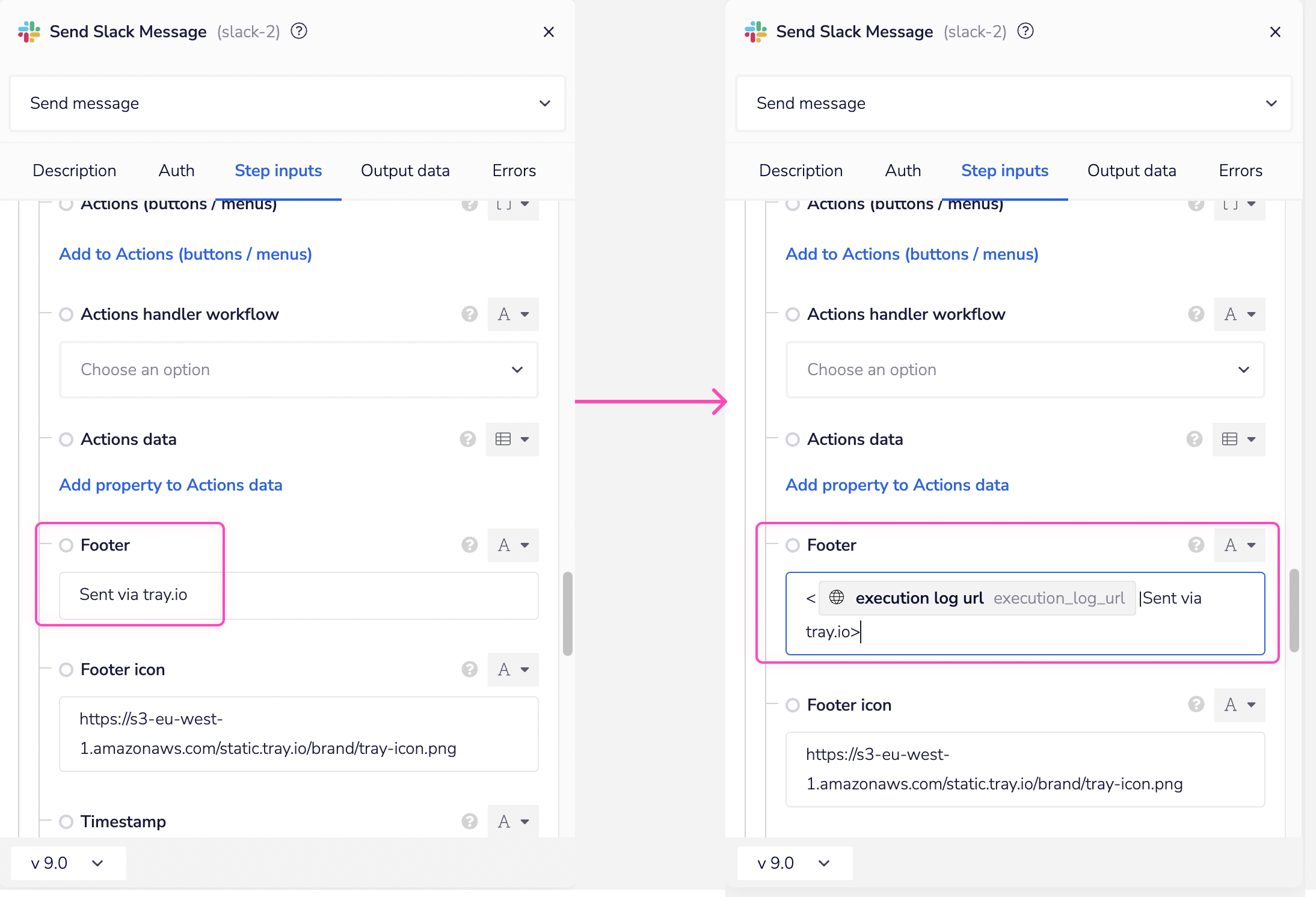 Slack > Best Practice: Add a WF URL > footer