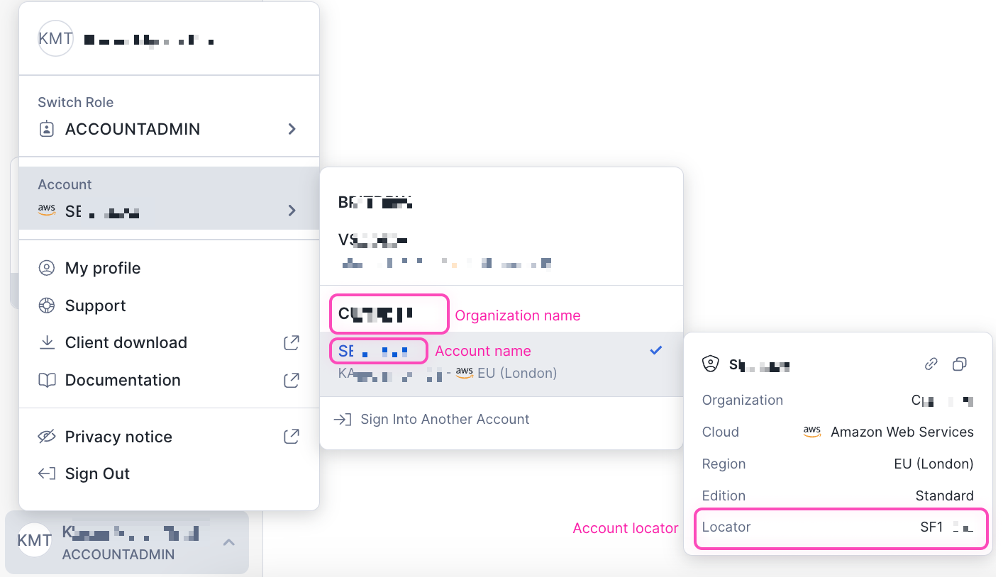 Snowflake account details