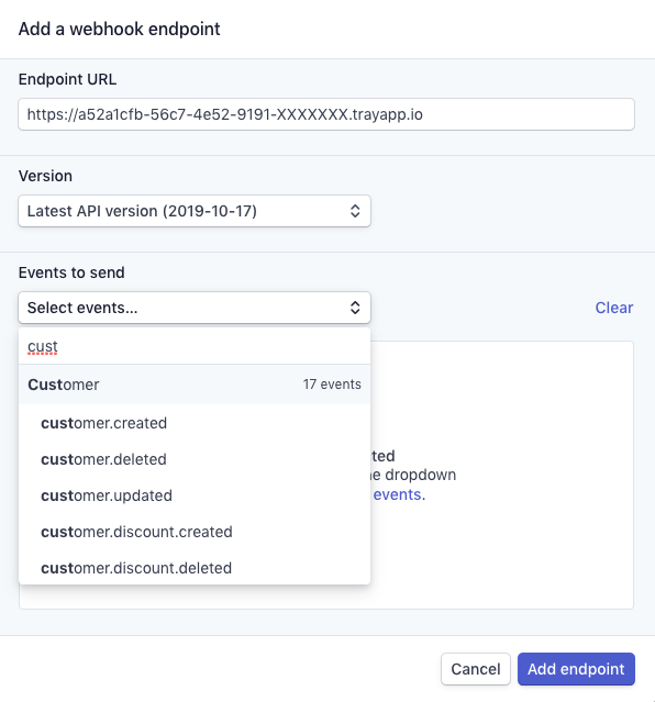Adding a Tray Webhook endpoint