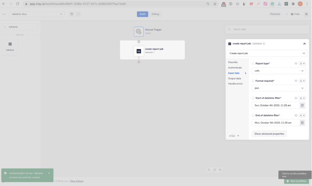 Talkdesk-create-report-job