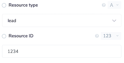 Resource type and ID input