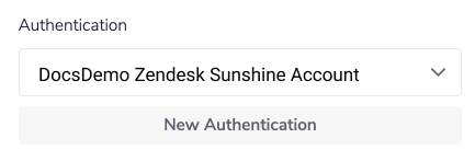Authentication created and selected