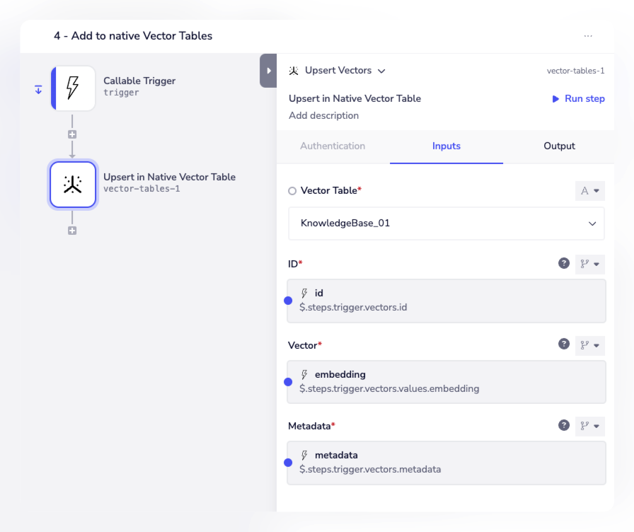 Vector Upsert Vector Tables example CleanShot 2024-10-09 at 10.58.26