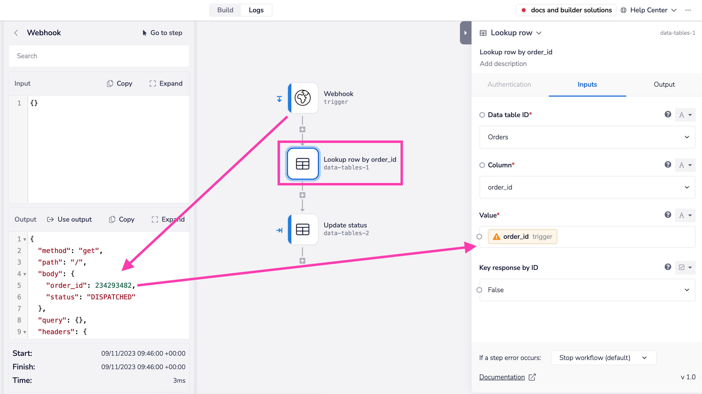 lookup-row-by-orderid