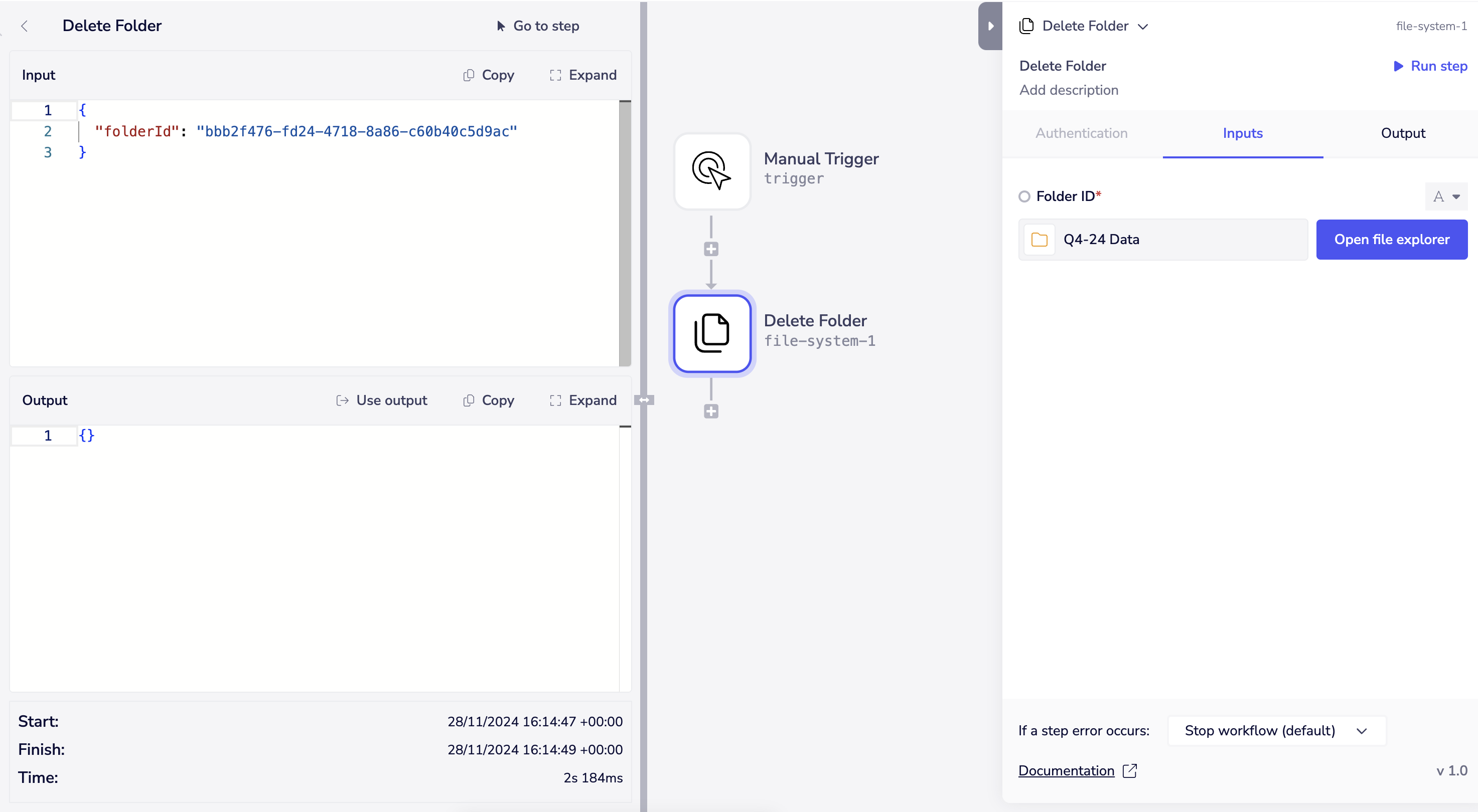 fss - delete folder op
