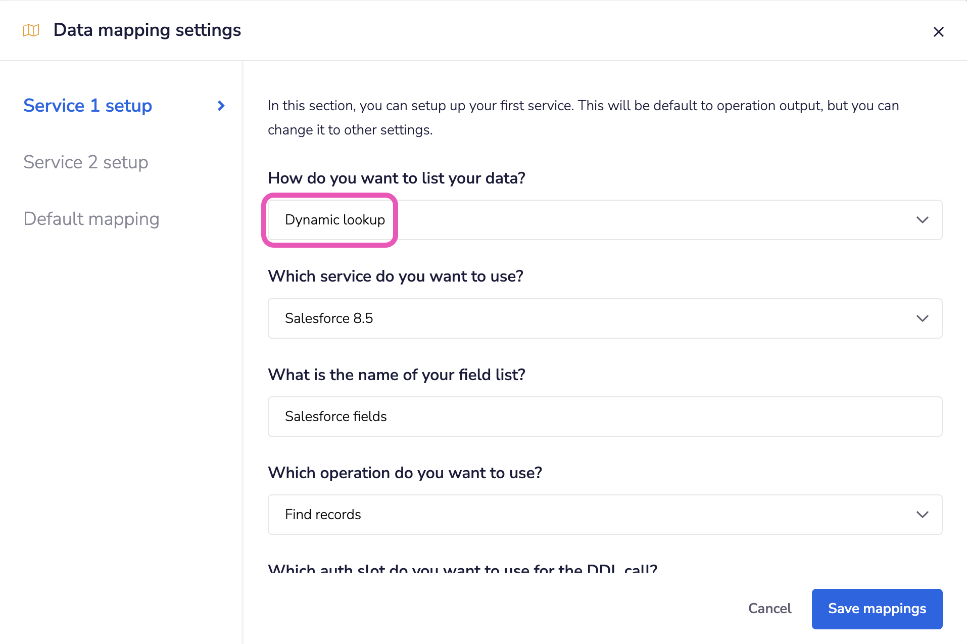dataMapping dynamicLookup
